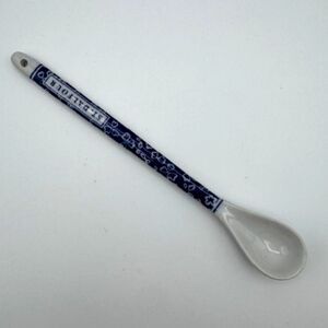 Vintage St Dalfour Ceramic Spoon Blue White Porcelain Jam Spoon Floral France